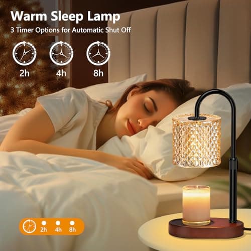 Electric Candle Lamp Warmer with Timer Dimmer, Adjustable Height, Black