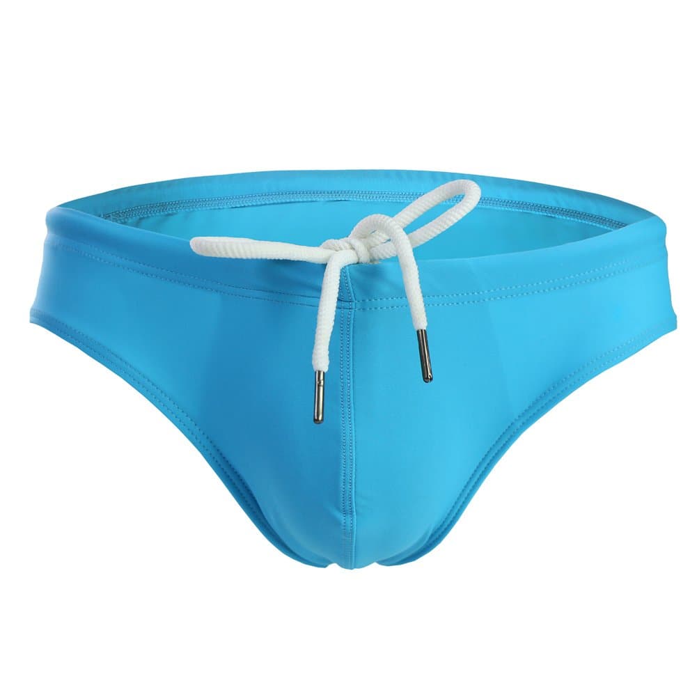 Mens Solid Swim Briefs Drawstring Bikini Sport Swimsuit