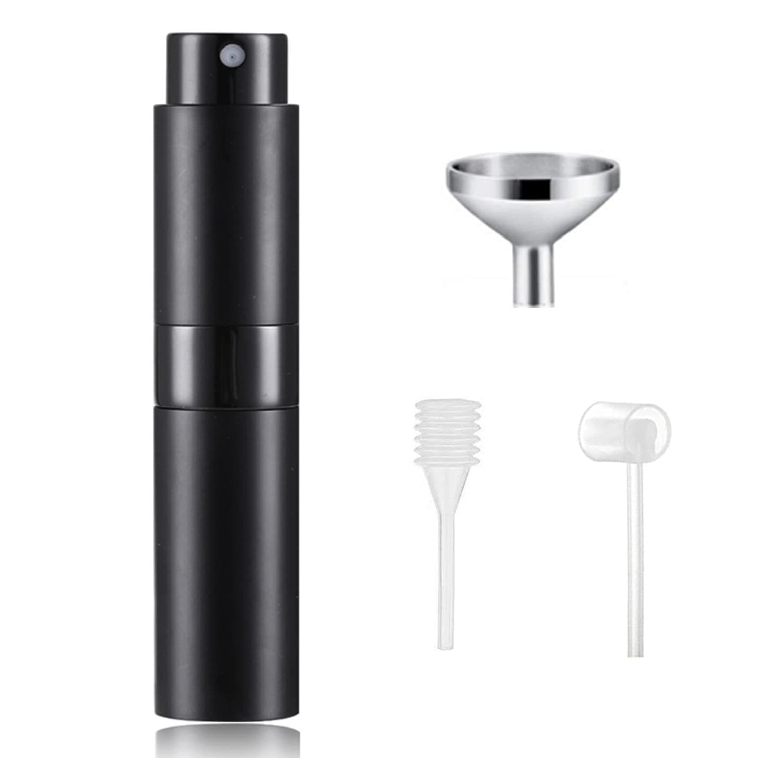 8ml Travel Atomiser Refillable, Mini Refillable Spray Bottle, Upgraded Perfume Atomizer Pod and Refill Pump for Outdoor Traveling (Black)