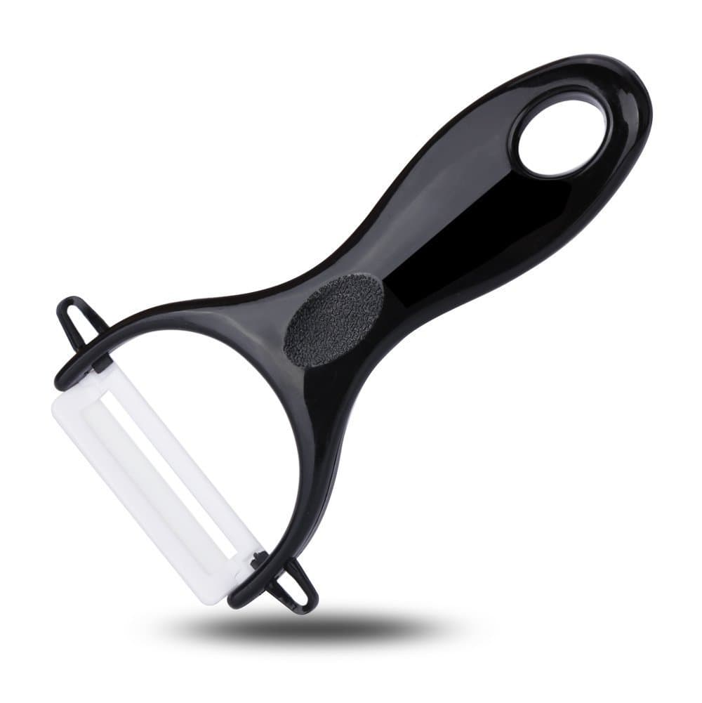 Ceramic Blade Vegetable Peelers for Fruit and Veggie Cleaning, Thick Noodles (black)