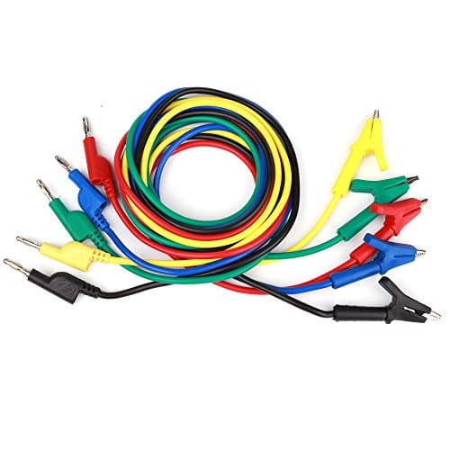 YEHAM 5 Colors 4MM Stackable Banana Plug and Alligator Clip Test Leads Use for Multimeter or Laboratory Electric Testing Work