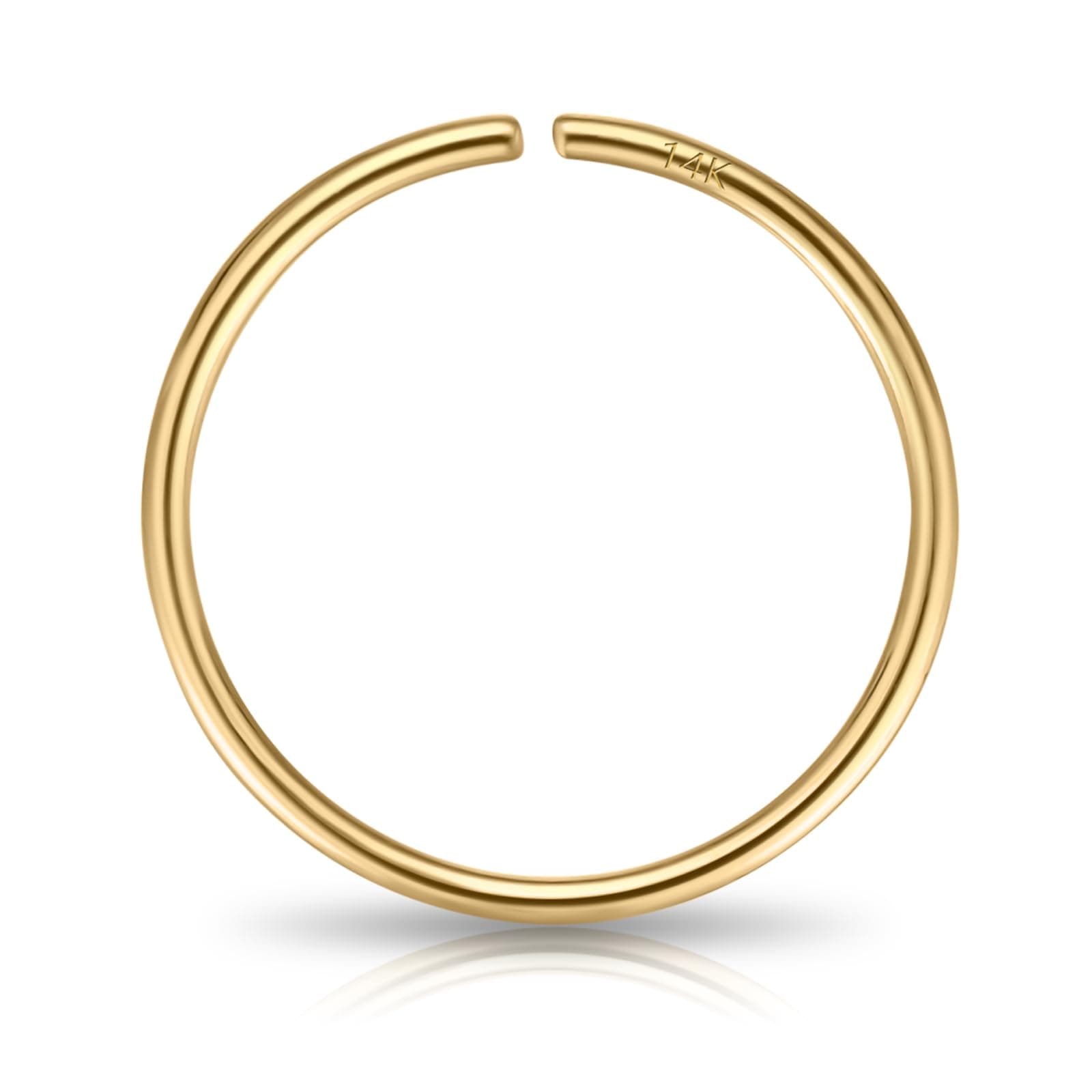 14K Solid Gold Nose Ring Hoop for Women Inner Diameter 8mm 5/16 Inch 22G Real 14K Cartilage Hoop Earring 22 Gauge Small Thin Nose Piercings hoops for Men Jewelry