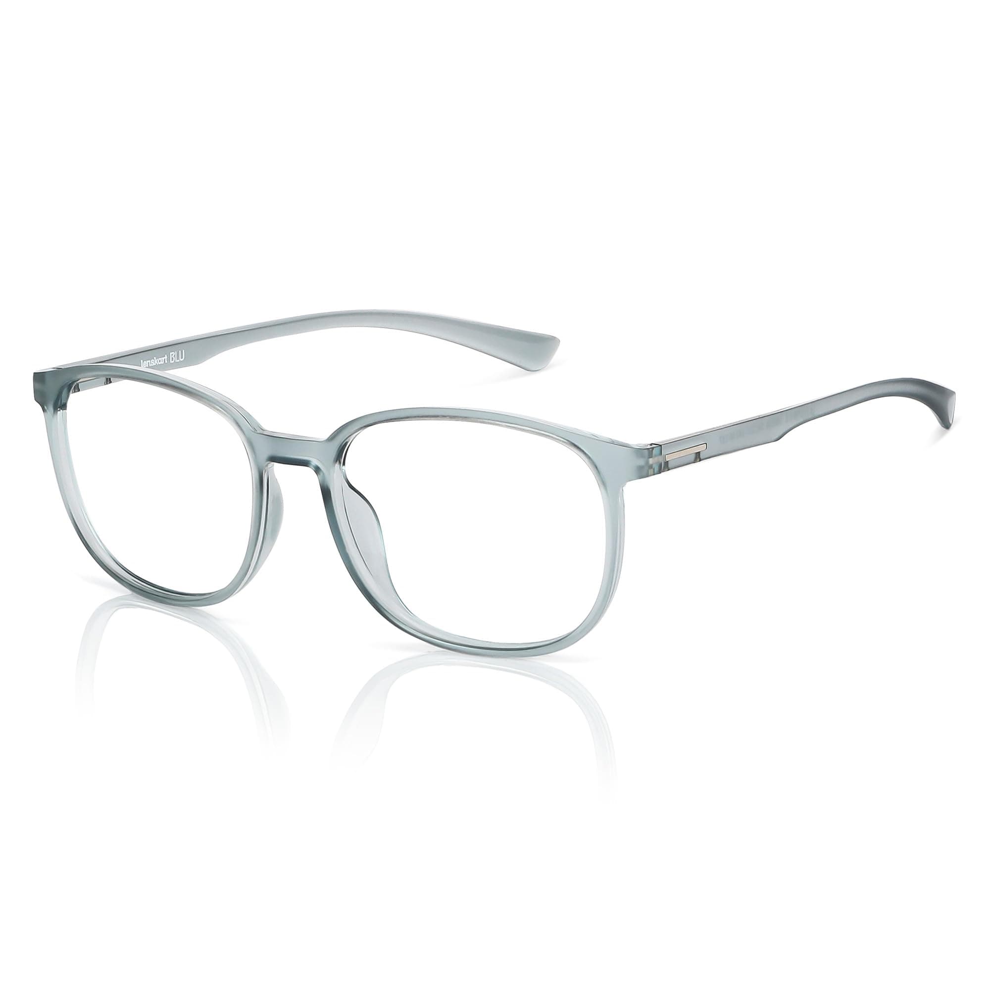 Lenskart Blu | Zero Power Blue Cut Computer Glasses | Anti Glare, Lightweight & Blocks Harmful Rays | UV Protection Specs | Men & Women | Large | LB E13739 (Grey)