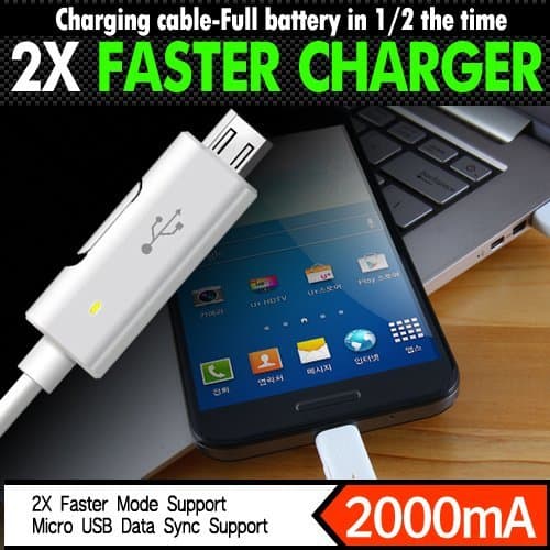 Innovative 2X Faster Micro USB Data Sync Charging Cable for Android SmartPhone (Black)