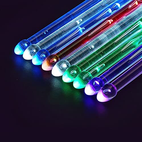 Rechargeable 15 Color Changing LED Light Up Drum Sticks With Storage Bag, Glow In The Dark Drumsticks, Drummer Gifts Glow Plastic Drum Sticks for Adults,Personalized Drum Sticks(2pcs/Pack)