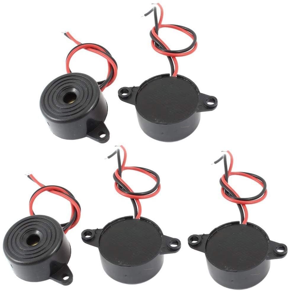 GFORTUN 5PCS Electronic Buzzer Alarm Active Piezo DC 3-24V Continuous Sound Black ABS Housing