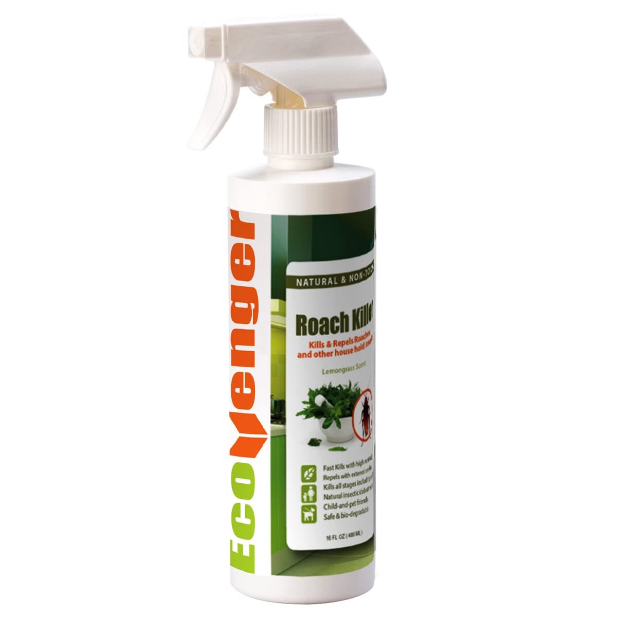 EcoRaider Roach Killer and Repellent (16oz), Fast Kill & Lasting Repellency, Green & Non-Toxic