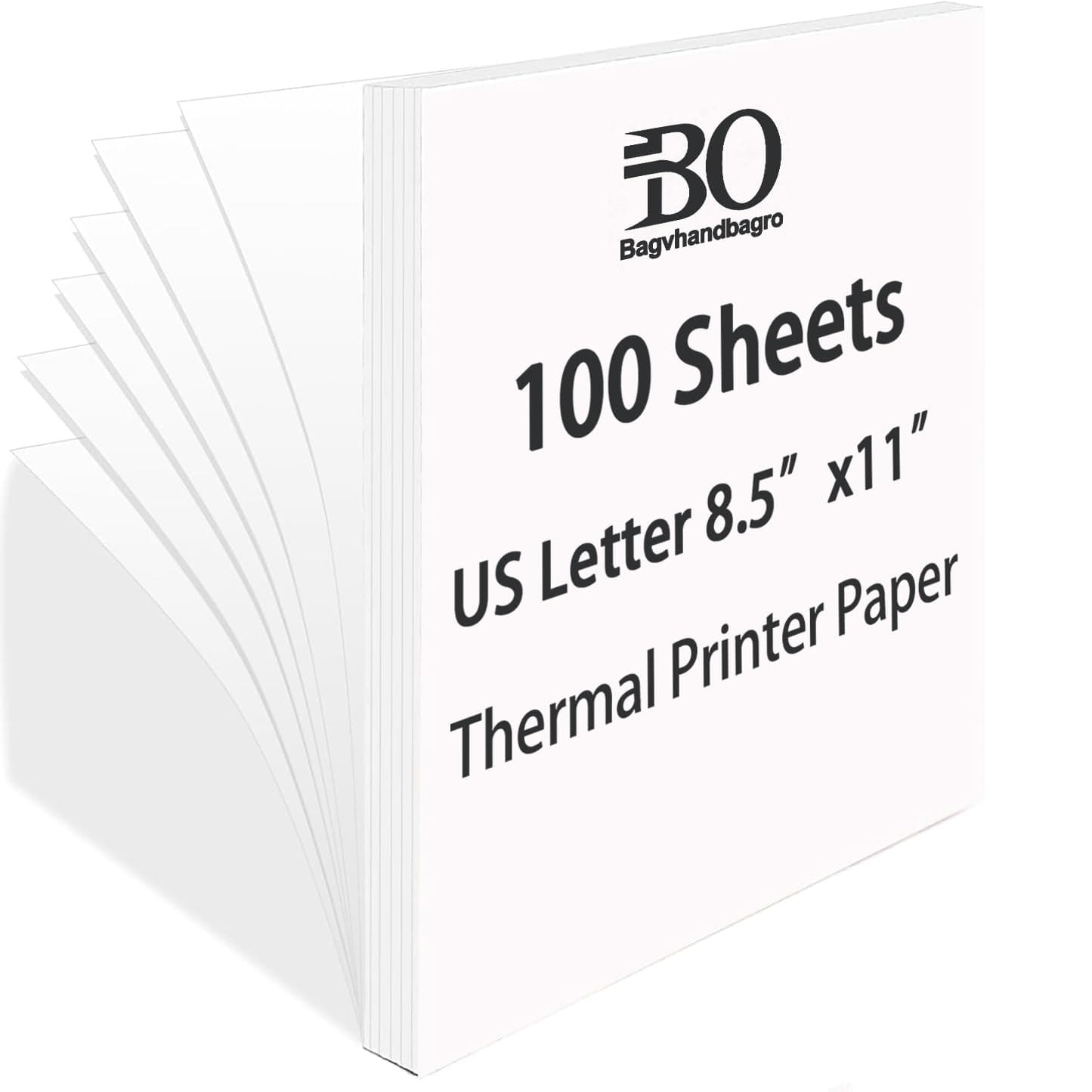 100 Sheets Thermal Printer Paper, 8.5''×11'' US Letter Size, Advanced Printing Paper, Thermal Paper Compatible with Brother Letter Portable Printer, Printer Paper for M08F-Letter, M832, M834, MT800