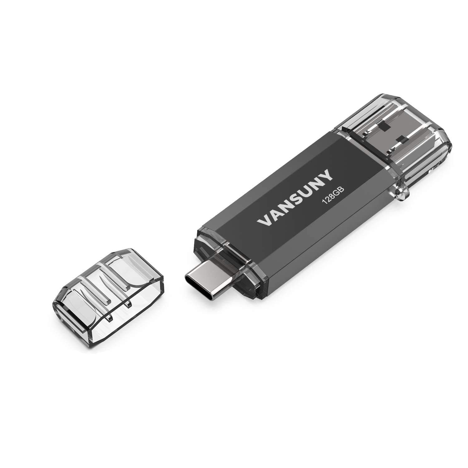 Vansuny 128GB USB C Flash Drive 2 in 1 OTG USB 3.0 + Type C Memory Stick with Keychain Dual Type C Thumb Drive Photo Stick Jump Drive for Android Smartphones, Computer, Tablet, PC
