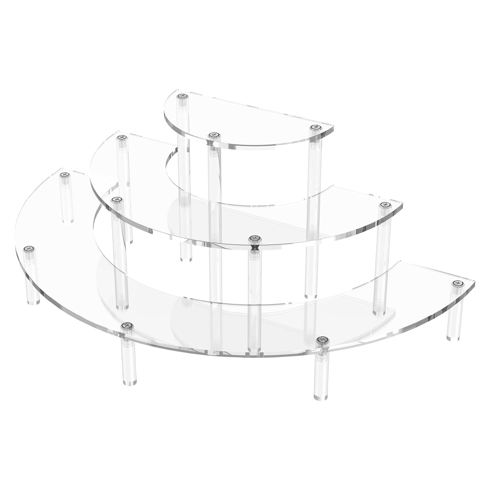 3 Tier Acrylic Display Risers, Half Moon Cupcake Stand, Clear Perfume Organizer, Dessert Stand for Display, Clear Display Stand for Food, Cupcake, Perfume, Collections
