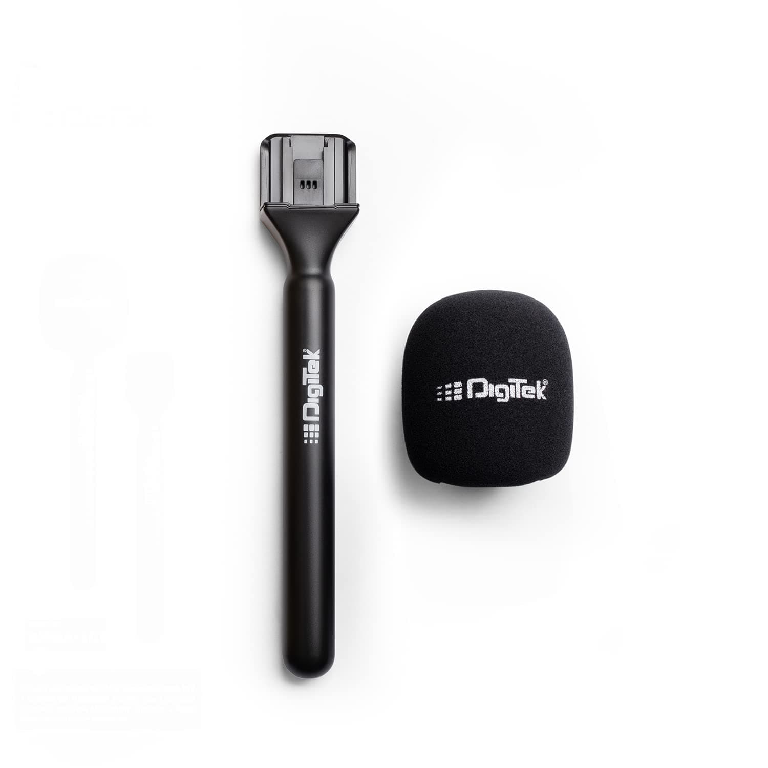 Digitek® (DHMA-101 Wireless Handheld Interview Adapter with Foam Windshield - Reduce Wind Noise, Compatible with DWM 101 & Others Wireless GO Trensmitter - Plug n Play for Outdoor Interviews & More