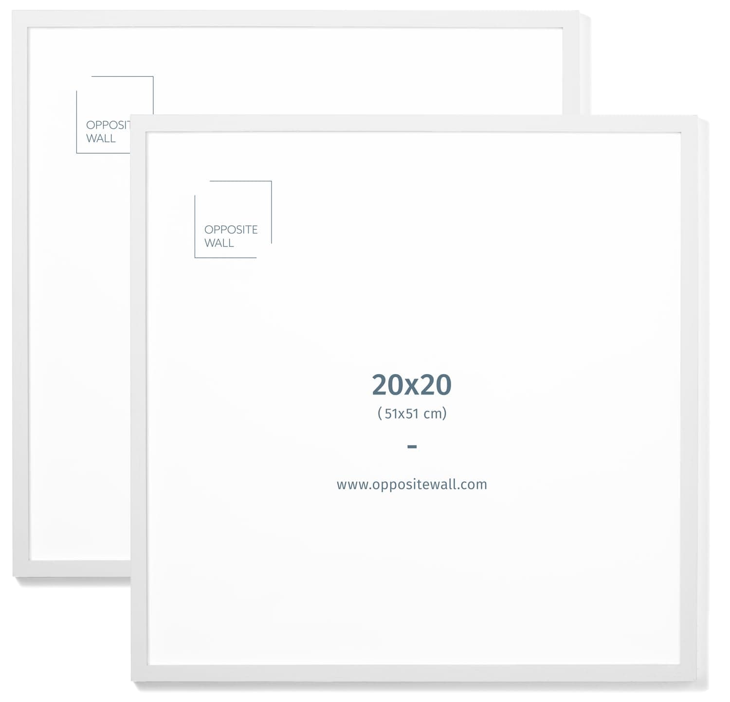 Opposite Wall - 20x20 in - White Solid Oak Wood Picture Frame - Lightweight, Versatile & Shatterproof - Wall Hanging Photo or Poster Frame - Wall Decor for Office, Gallery & Home - 2 Pack