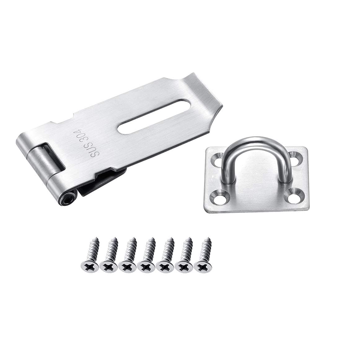Audor Padlock Hasp Door Clasp Door Lock Gate Latch Gate Lock Padlock Staple with Screws, 304 Stainless Steel (3-inch)