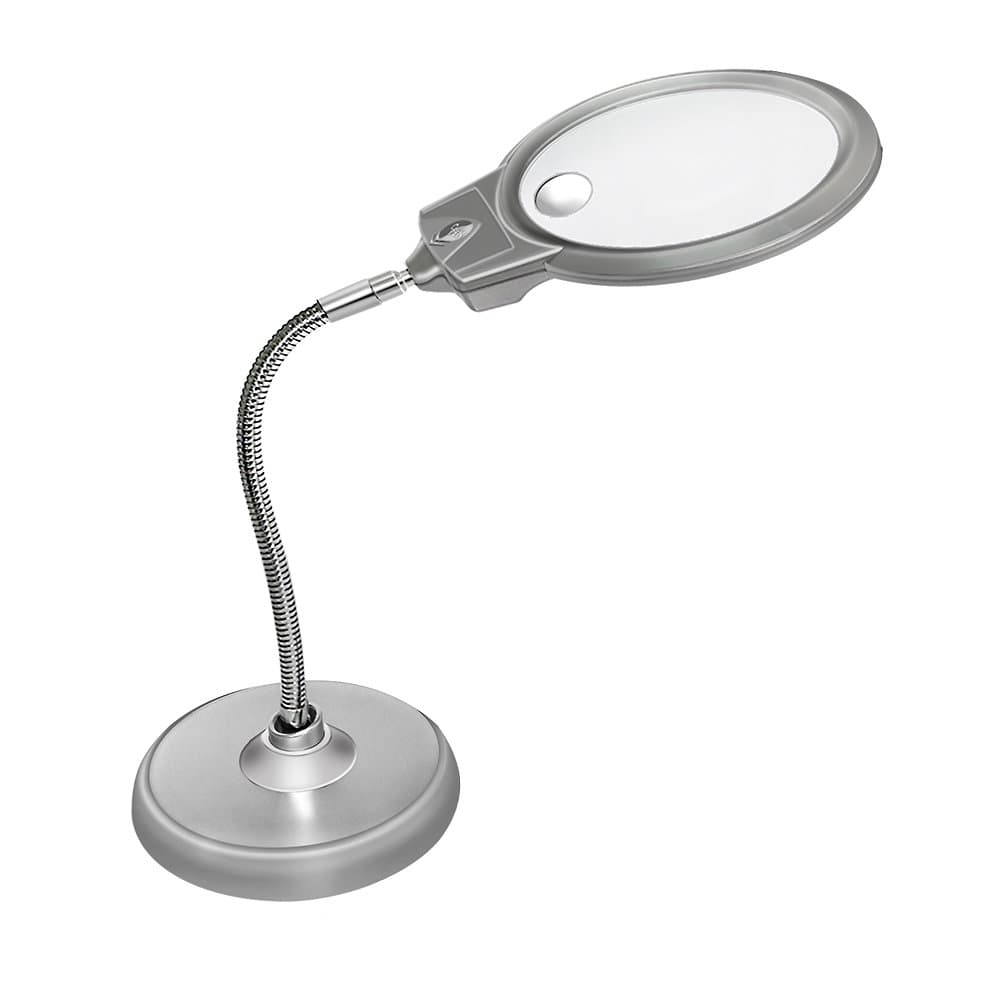 Desk Magnifier Large 2X 5X LED Lighted with Stand 2 LED Lamp Best Hands Free Magnifying Glass with Light for Reading