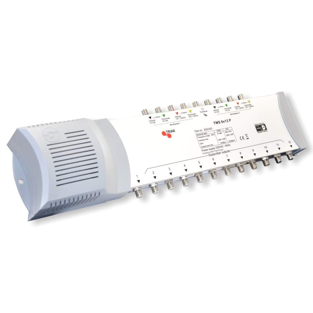 Triax TMS 9x12 P Single Multiswitch with Power Supply (9 Inputs / 12 Outputs)