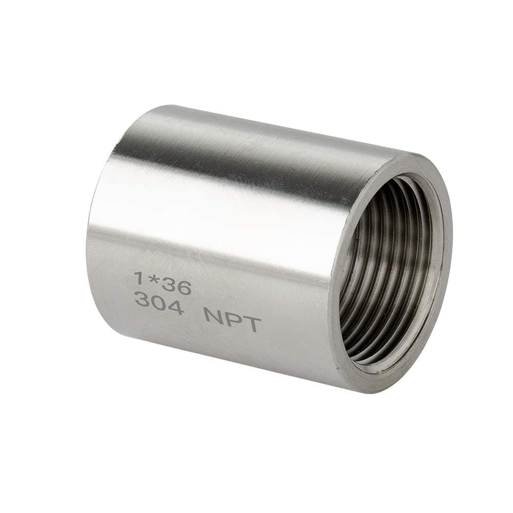 Quickun 304 Stainless Steel Pipe Coupling Fitting, 1" x 1" Female Pipe Coupler Connector Adapter Fitting (1.4" Length)