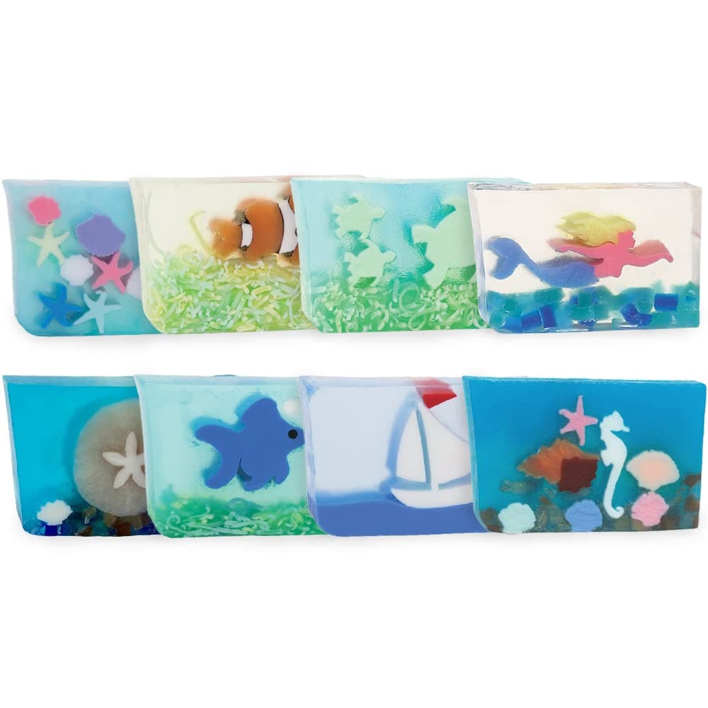 Assorted Bundle (Sea) - Rich Lathering Glycerin Bar Soap for Body, Face, and Hands (Pack of 8)