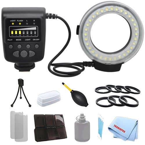 Professional Macro Ring Flash & LED Light For T2i, T3, T3i, T4i, T5, T5i, SL1, 10D, 20D, 30D + A Dust Blower with a Complete Starter Kit