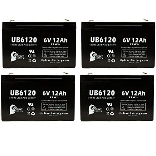 4 Pack Replacement for Panasonic LC-R0612P Battery - Replacement UB6120 Universal Sealed Lead Acid Battery (6V, 12Ah, 12000mAh, F1 Terminal, AGM, SLA) - Includes 8 F1 to F2 Terminal Adapters