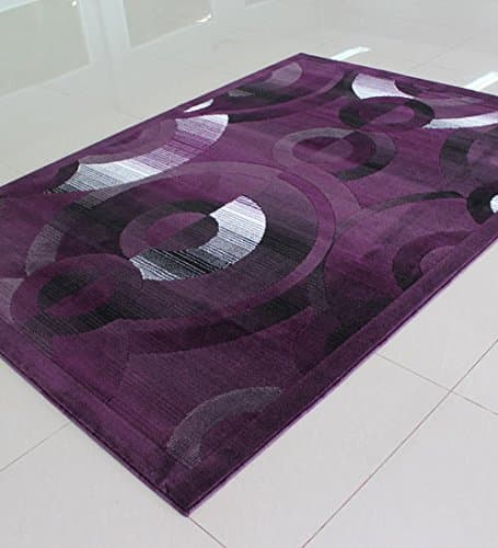 BR Collection BR1707 Contemporary Rectangular Area Rug, 5'3" x 7'2", Purple