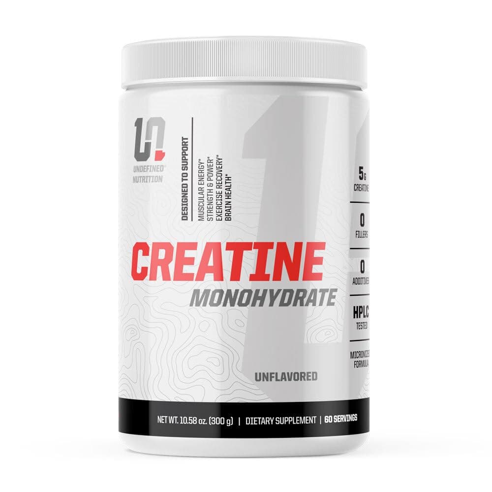 Undefined Nutrition Creatine Monohydrate by Brian Shaw (Unflavored, 60 Servings) - Easy Mixing and Absorbing Micronized Creatine Monohydrate Powder - Supports Muscular Energy, Power, and Brain Health