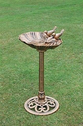 Bronze Effect Ornamental Decorative Shell Design Garden Bird Bath.