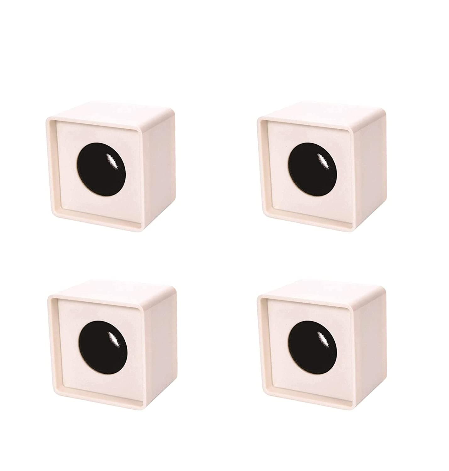 WONABS Injection Molding Square Cube Interview Mic Microphone Logo Flag Station Logo -White PACK OF 4