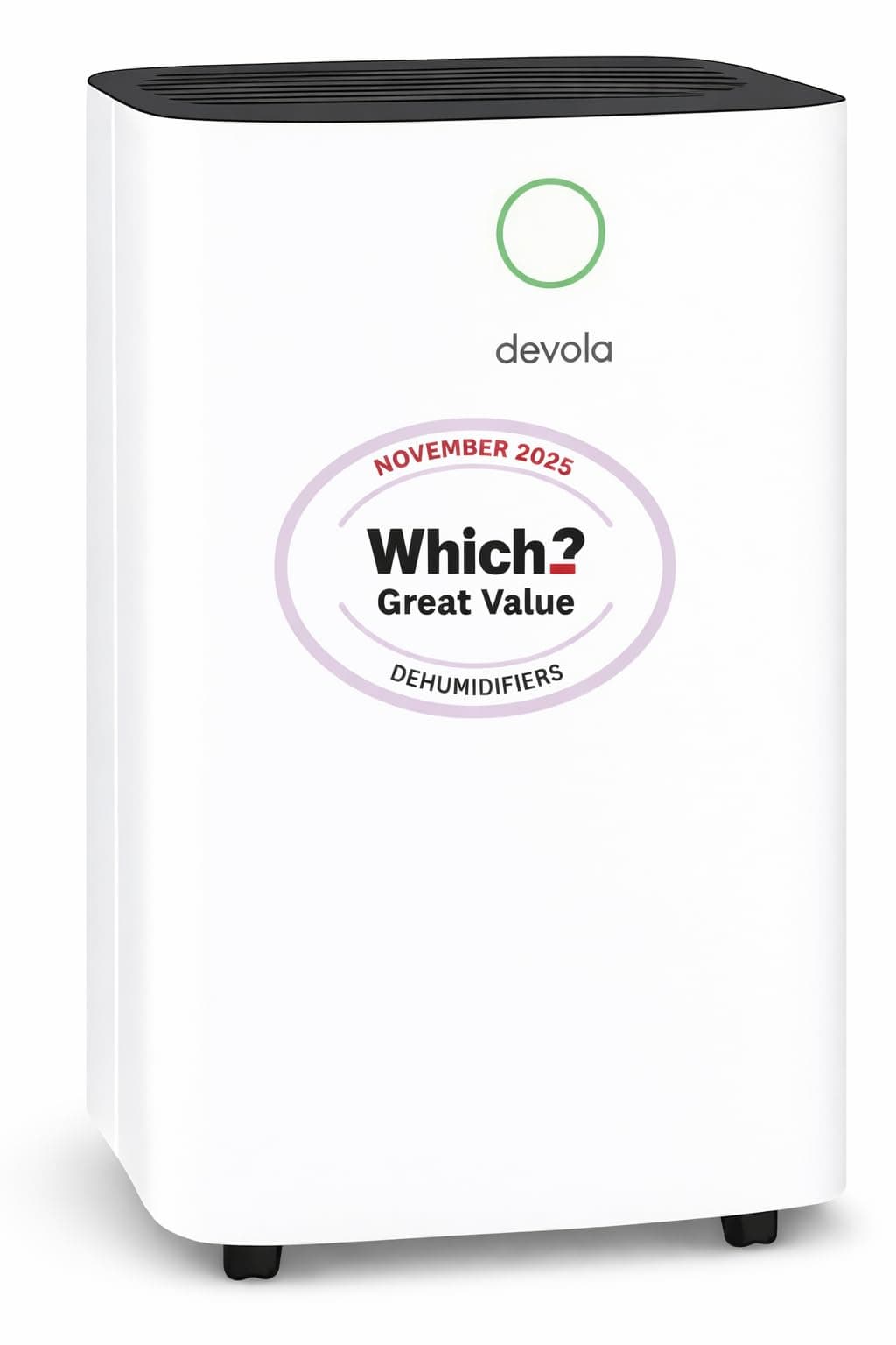 Devola 12L/day Low Energy Dehumidifier, Quiet & Energy Efficient (costs less than 5p per hour) Dehumidifiers for Home, Laundry Drying Dehumidifier, Dust Filter -WHICH? BEST BUY AWARD