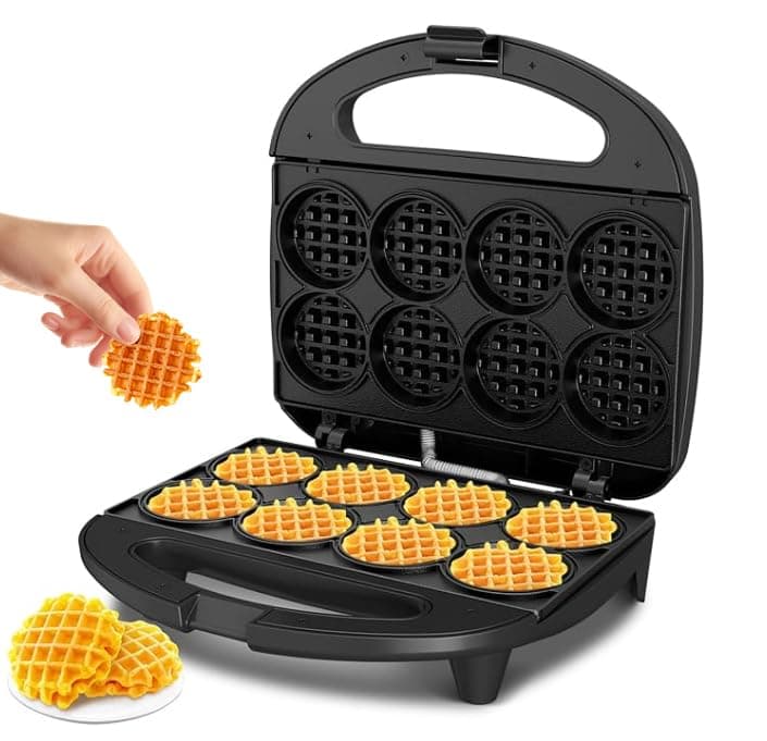 KEINVE Mini Waffle Maker for Kids, Make Bite-Sized 8 * 2" Tiny Waffles, Great for Breakfast, Snacks, Desserts and More