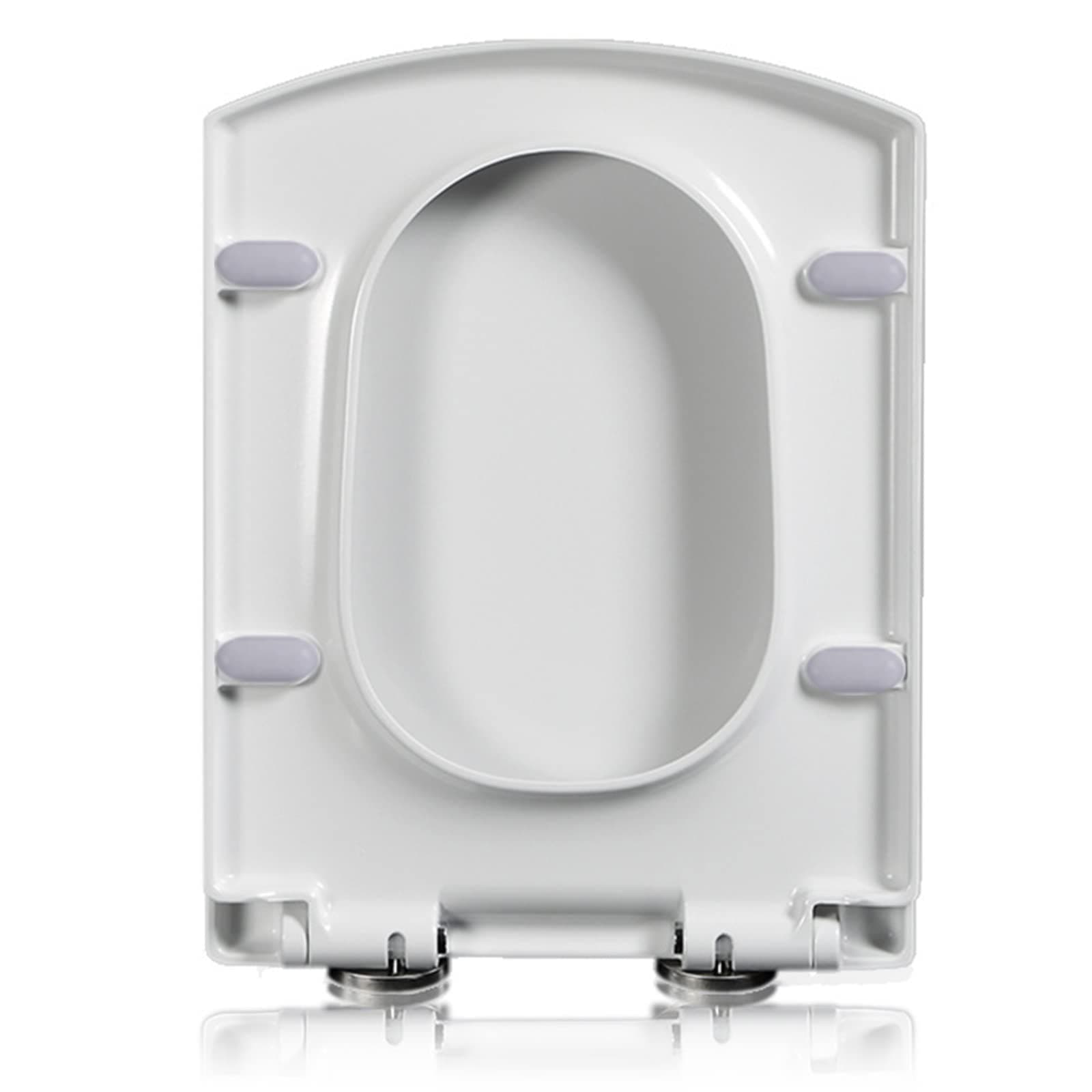 Square Toilet Seat Soft Close with Easy Quick Release Top Fix Adjustable Hinges, Easy Installation, White, 34.5X43CM(13.58X16.92IN)