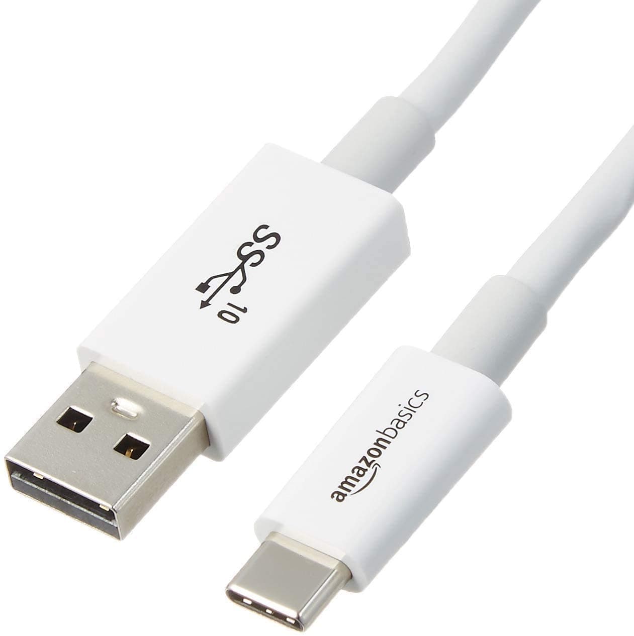 Amazon Basics USB-C to USB-A 3.1 Gen 2 Adapter Fast Charger Cable, 10Gbps High-Speed, USB-IF Certified, for Apple iPhone 16/15, iPad, Samsung Galaxy, Tablets, Laptops, 0.9 m, White