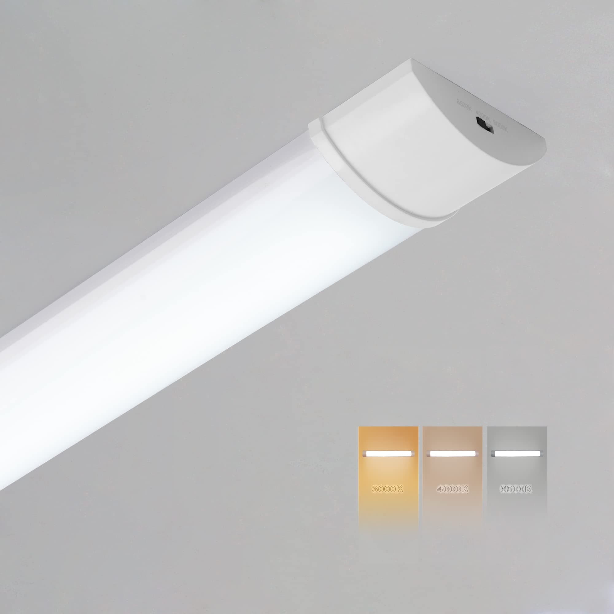 LED Tube Light,Batten Light 1FT 2FT 3FT 4FT 3000K/4000K/6500K 3 Colors Choice Warm/Neutral/Cold White Selectable Wall Ceiling Mount , BN06F1721-3CCT,