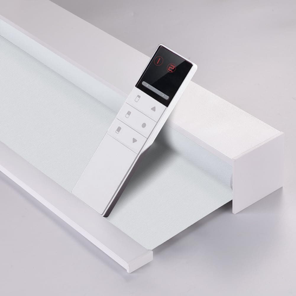 ZSHINE Motorized Blackout Window Blinds Customize Width Remote Control Rechargeable Motor Roller Shades for Windows, Home, Office, Hotel, Club, Restaurant(82026A)…