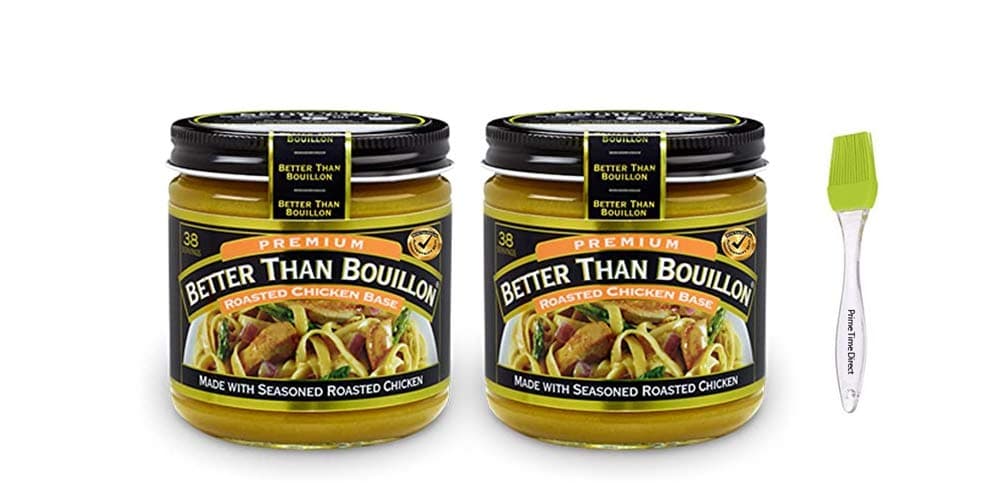 Better Than Bouillon Chicken Base 8 oz (Pack of 2) Bundle with PrimeTime Direct Silicone Basting Brush in a PTD Sealed Bag