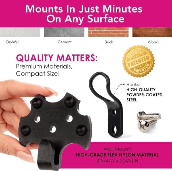 HangSmart TV Wall Mount NO STUD Easy Install, DIY hangs any TV in minutes, 19-100 inch TVs, Holds up to 150LBS, Multi-Purpose most LED LCD Flat Screen TVs & Monitors, Include Hardware (TV 19" to 100")