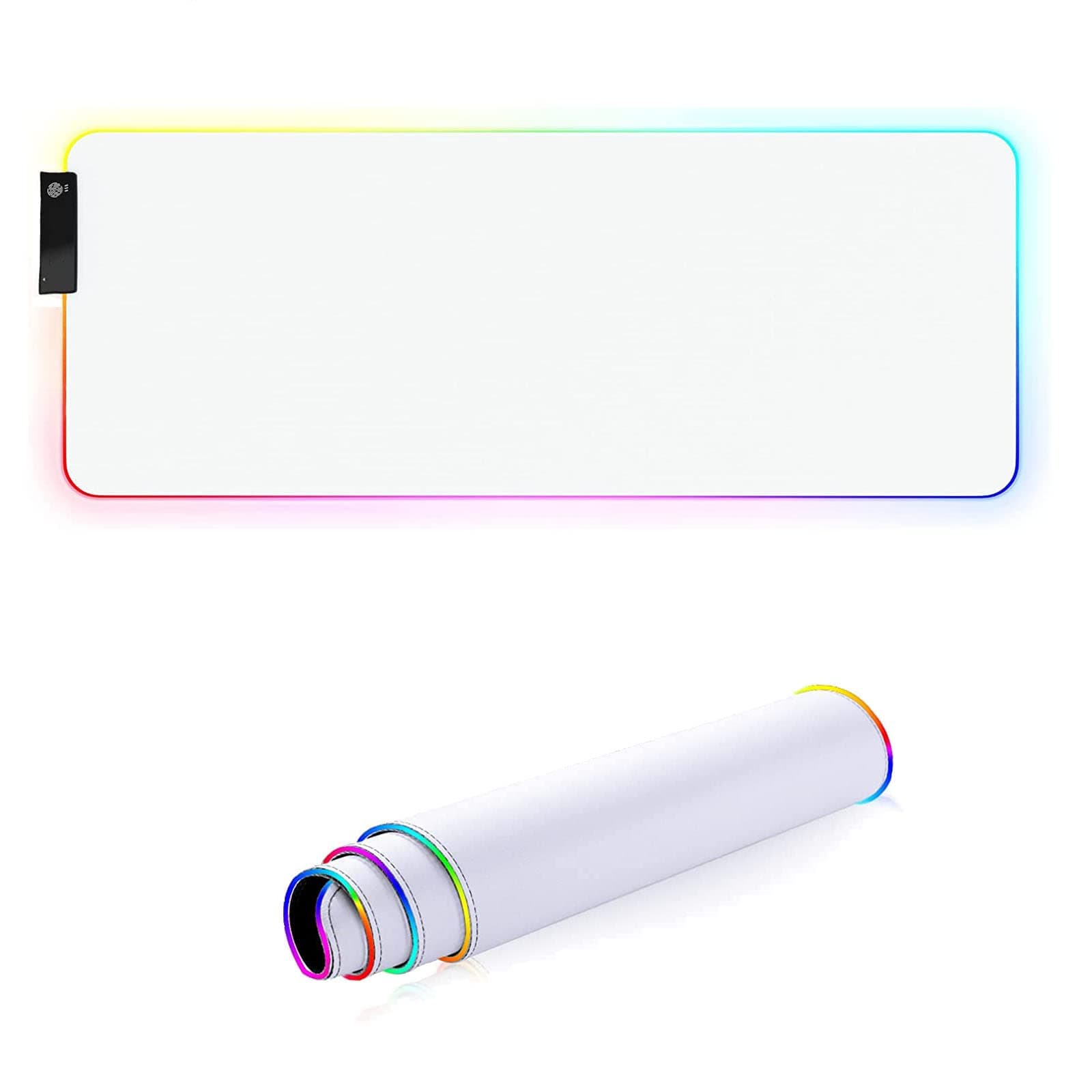 Proate White RGB Gaming Mouse Pad Soft & Smooth Microfiber Waterproof Extra Large Mousepad 31.5 x 11.8 inches Glowing LED Extended Mousepads 15 Lighting Modes