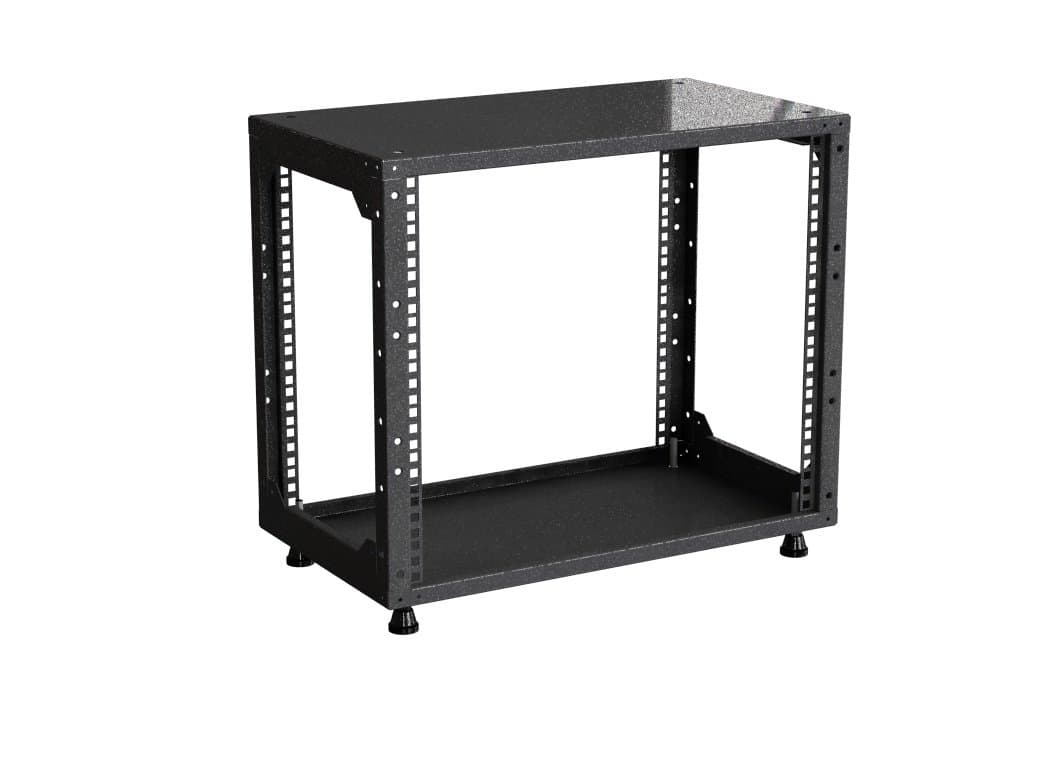 9U 482.6mm (19") Mini Rack - Open Frame - 280 mm Depth - Black - Server Enclosure - Studio Cabinet - Flight case