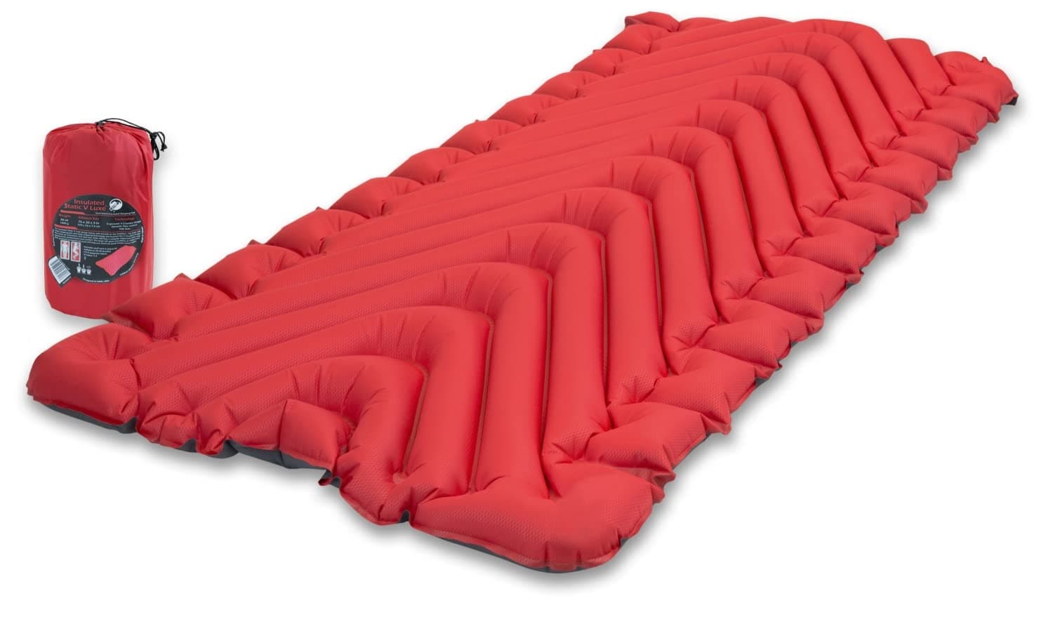 - Klymit Insulated Static V Luxe Inflatable Sleeping Pad for Camping, Lightweight Hiking and Backpacking Air Bed For Cold Weather,Red