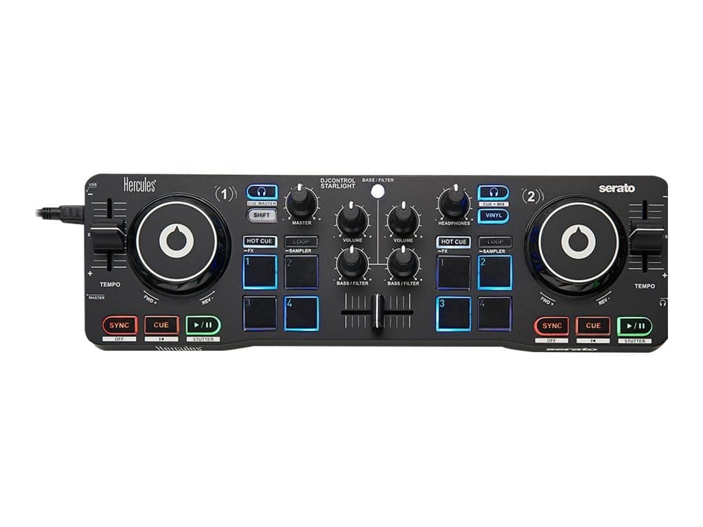 Dj Djcontrol Starlight | Pocket Usb Dj Controller With Serato Dj Lite, Touch-Sensitive Jog Wheels, Built-In Sound Card And Built-In Light Show