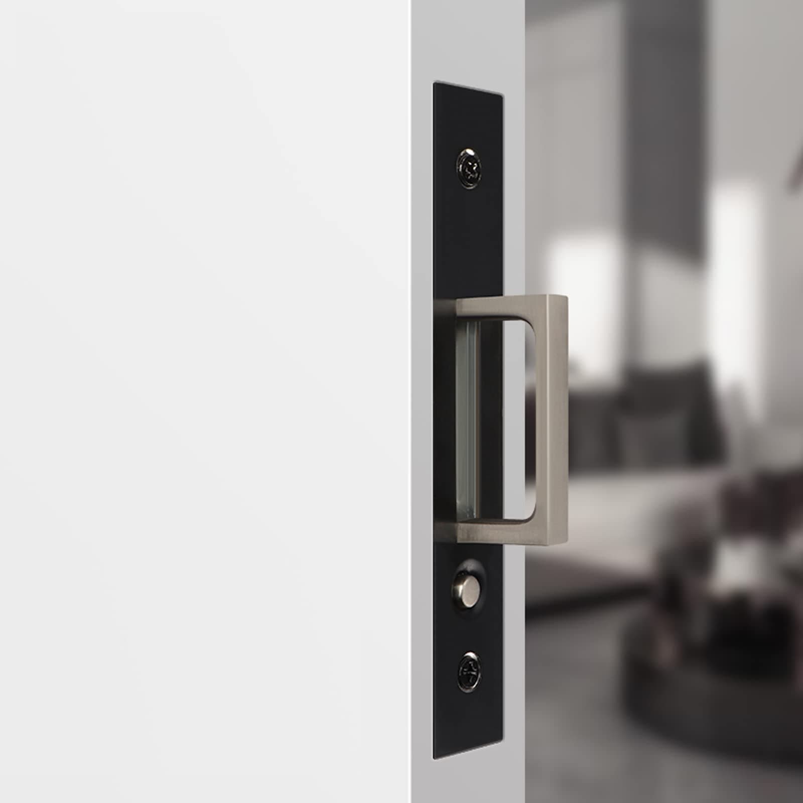 Dontay 5.5" Pocket Door Edge Pull, Push Automatic Bounce Switch, Hidden Handle, Sliding Door Pull Hardware, Flush, Large Enough Pull Ring is Easier to Grasp and Use (1, Black)