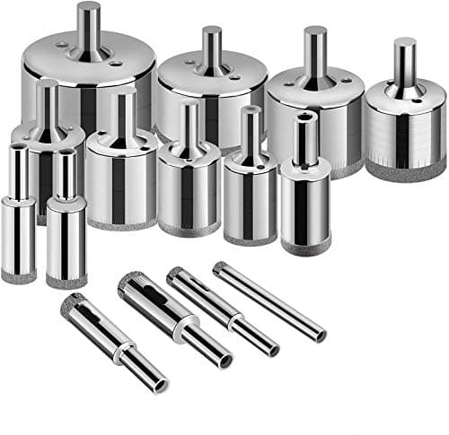 Glass Drill Bits - 15pcs Diamond Drill Bits Hole Saw for Glass, Ceramics, Porcelain, Ceramic Tile, Marble, Granite, 6-50mm Kit Set Hollow Core Extractor Remover Tool