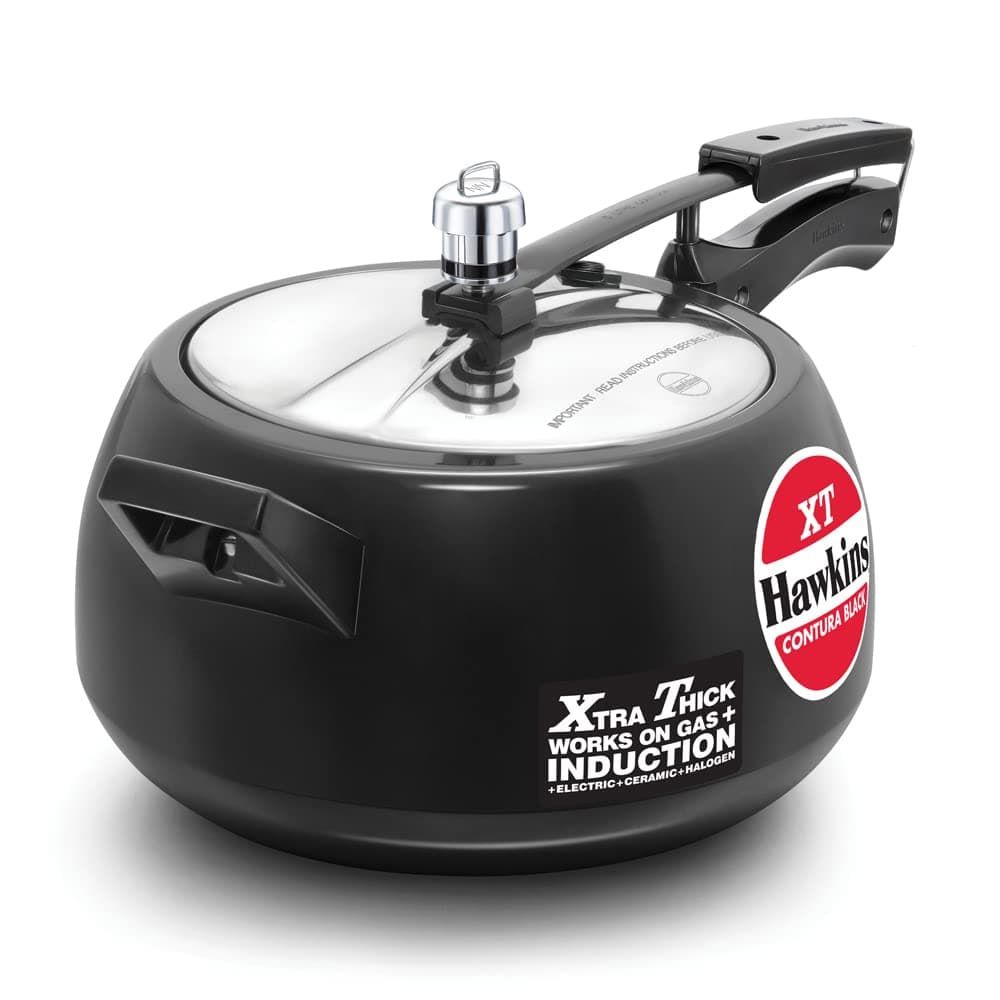 Contura Hard Anodized Induction Compatible Extra Thick Base Pressure Cooker, Black, 5L