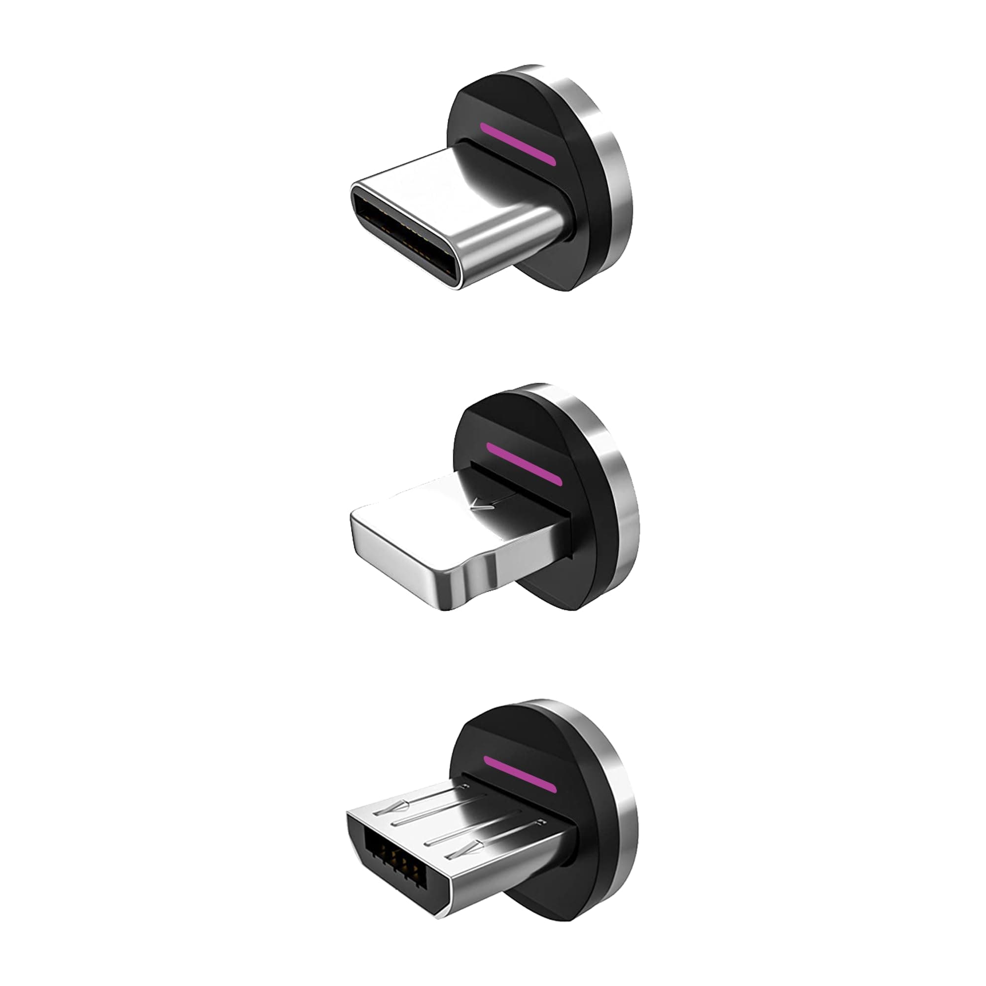 Statik 360 Pro Magnetic Connectors Tips - Only Compatible with Statik360 Pro Magnetic Charging Cable - 3-Pack Includes i-Product, Micro USB and USB-C Adapter - Compatible with All Devices