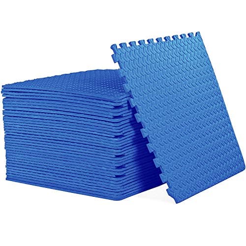 ComFy Mat Puzzle Exercise Mat, EVA Foam Interlocking Tiles, Protective Flooring for Gym & Workouts, 10mm thick Blue 4 Tiles (16 Square feet)