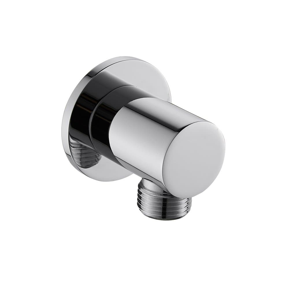 Bathroom Round Shower Hose Connector 1/2" NPT Wall Handshower Supply Elbow Outlet Water Spout, Chrome