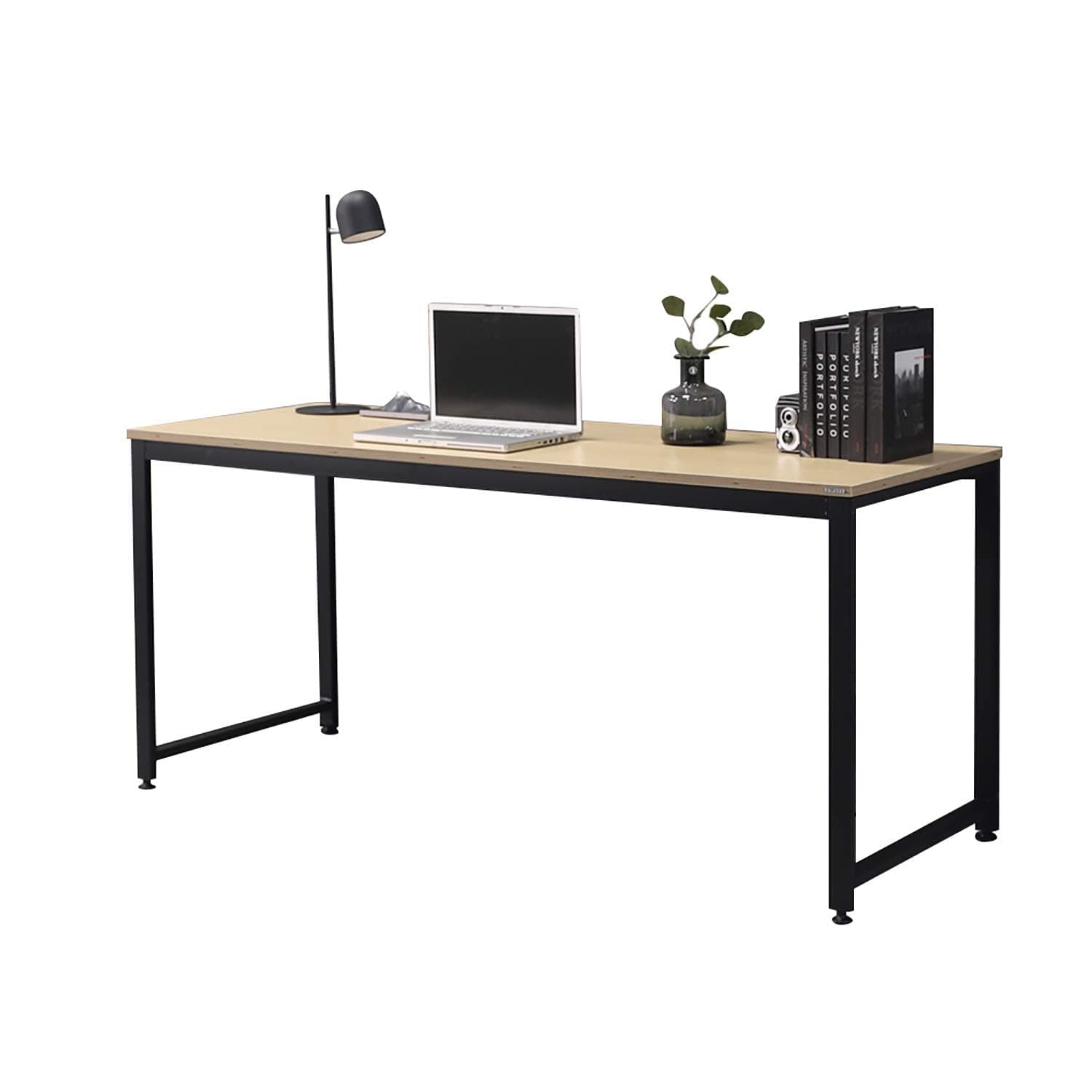 SOFSYS63" Computer Writing Desk Workstation Table Home Office Design for Video Gaming, Designers and Entrepreneurs, Large Desktop with Sturdy Metal Frame, Oak/Black