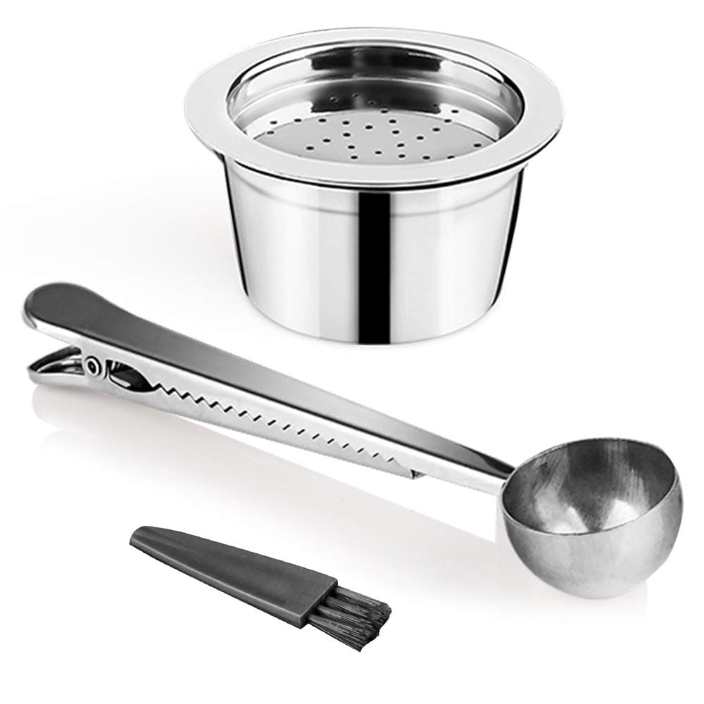 For Verismo K FEE CBTL Refillable Coffee Capsule Pod Filter Stainless Steel Set 1Capsule+1 Reusable Spoon