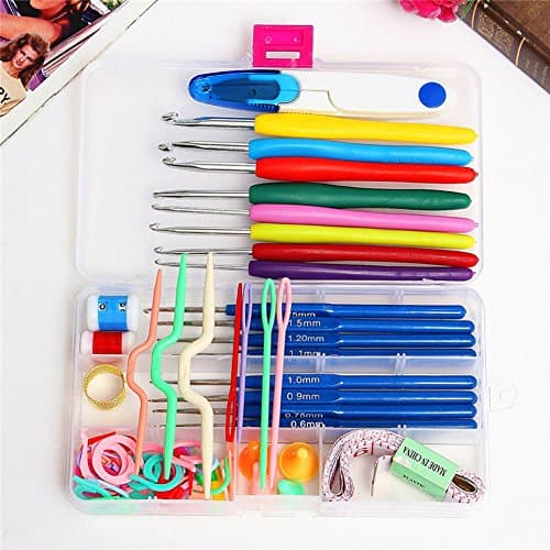 Durable and practical 16 Different sizes Crochet hooks Needles Stitches knitting Craft Case crochet set in Case Yarn Hook