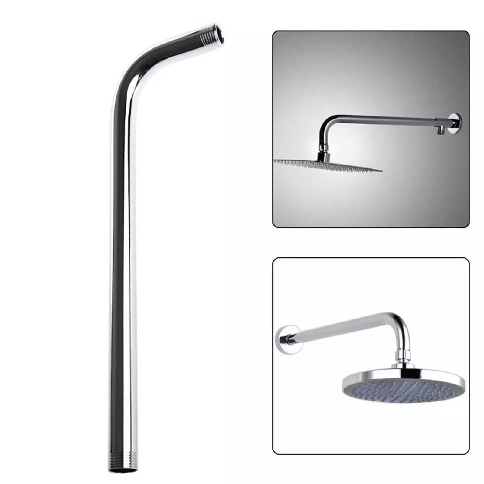 24 inch / 60cm - Extension Shower Arm Extra Fixed Arm Stainless Steel Wall-Mounted Shower Head Arm Chome Finish Nickel Long Extension Tube Repair Bathroom DIY Fix G1/2 Standard Connector