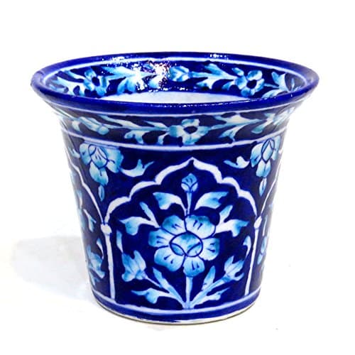 Aurea Blue Pottery Table Top/Window Planter or Flower Pot 5"